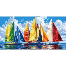 Картина за номерами 40*80см + фарби + пензель 3 шт з рамкою Яскрава регата