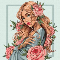 Картина за номерами 40*40см + фарби + пензель 3 шт з рамкою Весняна квітка
