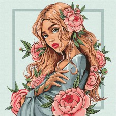 Картина за номерами 40*40см + фарби + пензель 3 шт з рамкою Весняна квітка
