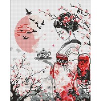Алмазна мозаїка 40*50см Гейша і чай