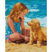 Картина за номерами 40*50см + фарби + пензель 3 шт з рамкою Друг дитинства