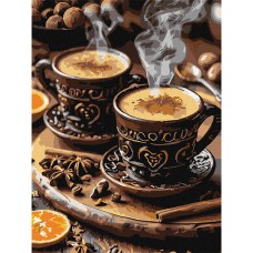 Картина за номерами 30*40см + фарби + пензель 3 шт Кава з корицею для двох