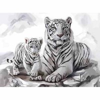 Алмазная мозайка 20*30см Бенгальские тигры
