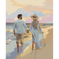 Картина за номерами 40*50см + фарби + пензель 3 шт. з рамкою Побачення на пляжі
