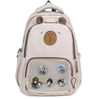 Рюкзак молодежный 45*31*13см Сapybara бежевый