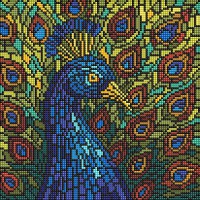 Алмазна мозайка 30*30см Вітраж. Павич