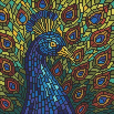 Алмазна мозайка 30*30см Вітраж. Павич