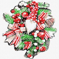 Картина за номерами 30*30см + фарби + пензель 2 шт. з рамкою Різдвяний вінок