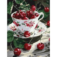 Картина за номерами 30*40см + фарби + пензель 2 шт з рамкою Вишнева насолода
