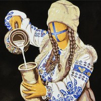 Картина за номерами 40*40см на чорному фоні Молочарка