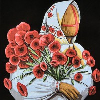 Картина по номерам 40*40см на черном фоне Маковия