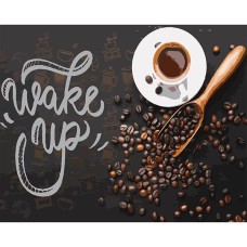 Картина за номерами 40*50см на чорному фоні Wake up