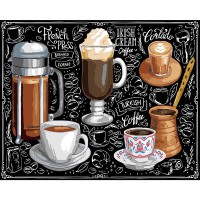 Картина за номерами 40*50см на чорному фоні Світ кави