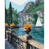 Картина за номерами 40*50см + фарби + пензель 3 шт. з рамкою Морська бухта