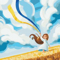 Картина за номерами 40*40см + фарби + пензель 3 шт з рамкою Поле
