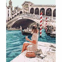 Картина за номерами 40*50см + фарби + пензель 3 шт. з рамкою Закохана у Венецію