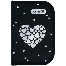 Пенал Kite з наповнення 1 відділення 2 відвороти Black&Silver