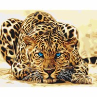 Картина за номерами 40*50см + фарби + пензель 3 шт. з рамкою Дика кішка
