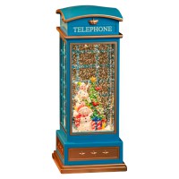 Лампа новорічна LED музична Телефонна будка - Сніговик і ялинка