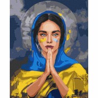 Картина за номерами 40*50см + фарби + пензель 3 шт з рамкою Молитва за Україну