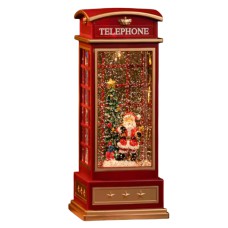Лампа новогодняя LED музыкальная Телефонная будка - Дед Мороз и елка