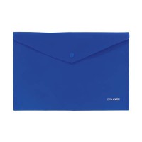 Папка конверт B5 прозрачная на кнопке синий