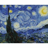 Картина за номерами 40*50см + фарби + пензель 2 шт з рамкою Зоряна ніч
