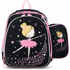 Рюкзак школьный полукаркасный 37*29*15см + пенал Ballerina черный